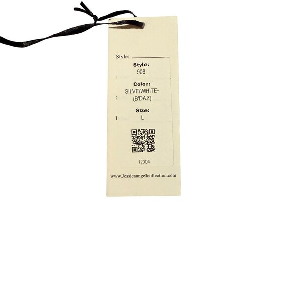 Jessica Angel 908 Silver Bedazzled Open Back Sparkling Gown Size Large NWT - Picture 5 of 7